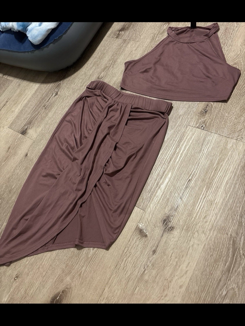 SHEIN Mauve  High-Waist Midi Skirt And Top Set